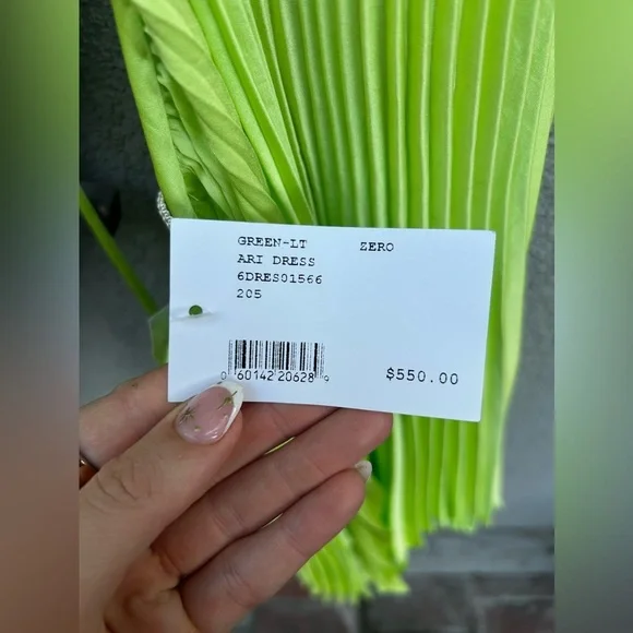 A.L.C. Ari Pleated Satin Mini Dress Green in Size 0 New with Tags! - Picture 12 of 13